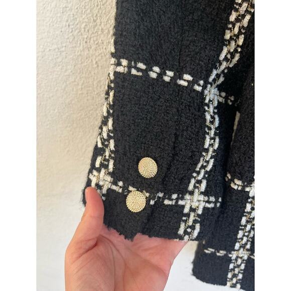 Anthropologie Endless Rose Woman Black Premium Plaid Oversize Tweed Bla… - Picture 11 of 12